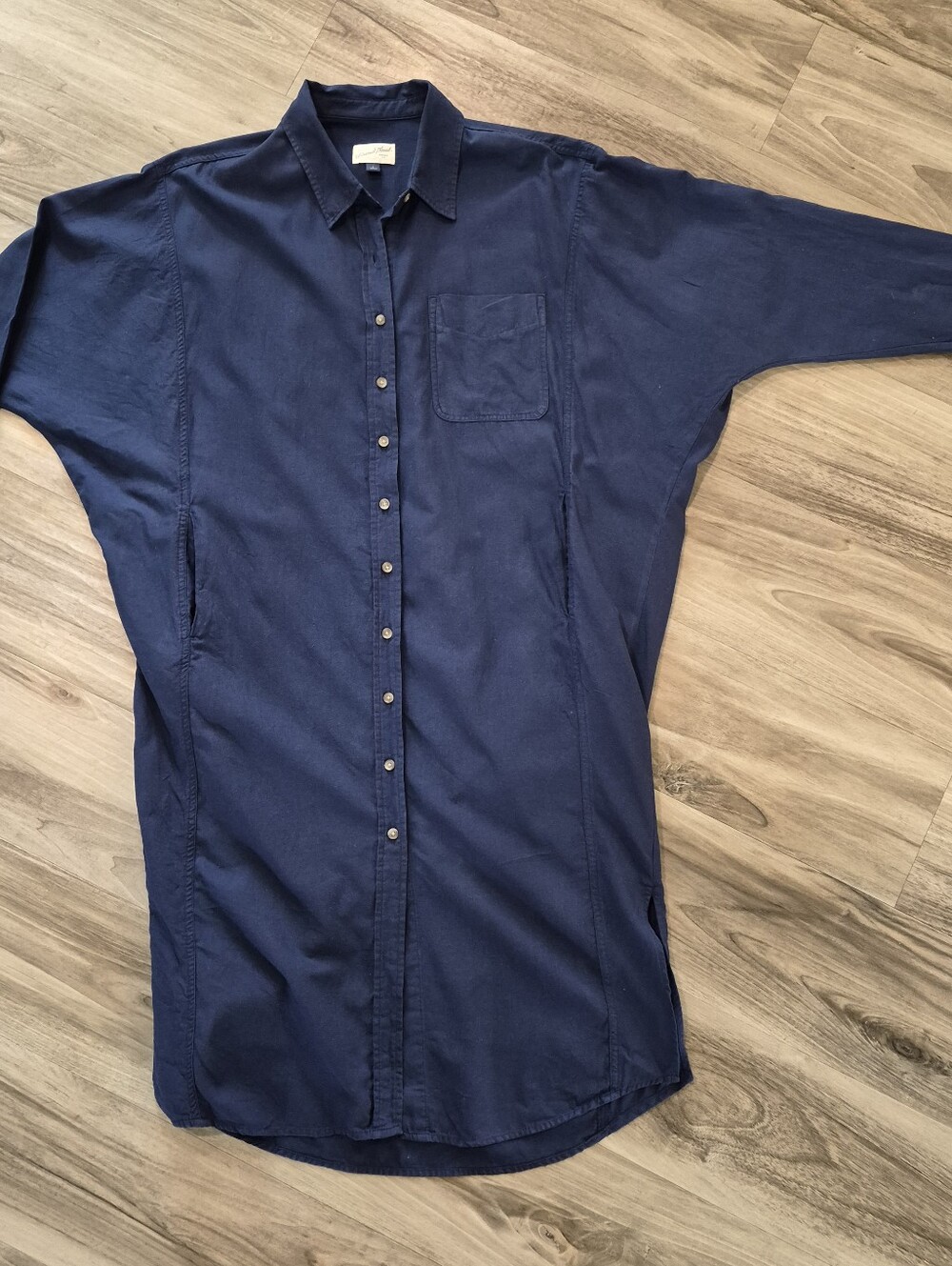 Sz L Button Down Shirt Dress Long Sleeve Blue Ladies Universal Thread Oversized
